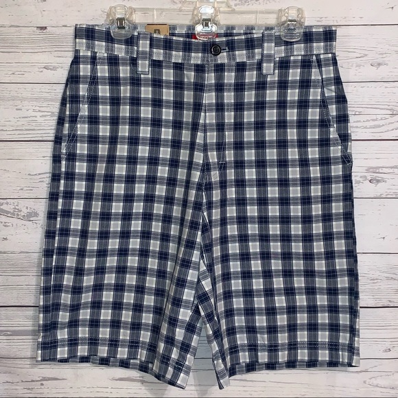 Izod Other - Izod Plaid Print Madras Shorts in Vela Grey NWT 30